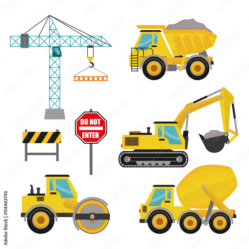 Construction machinary design, vector illustration eps 10.