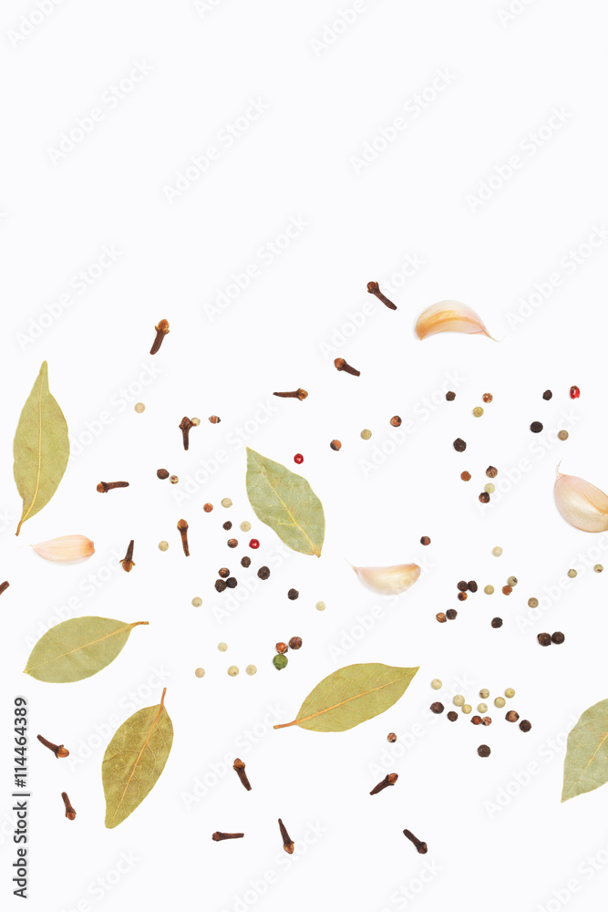 Spices on white