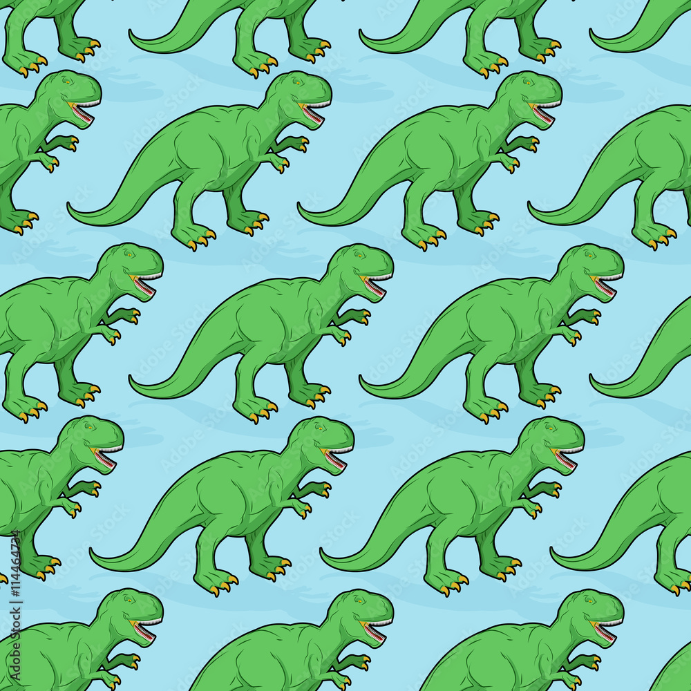 Obraz premium Tyrannosaurus seamless pattern. Angry prehistoric reptile patter