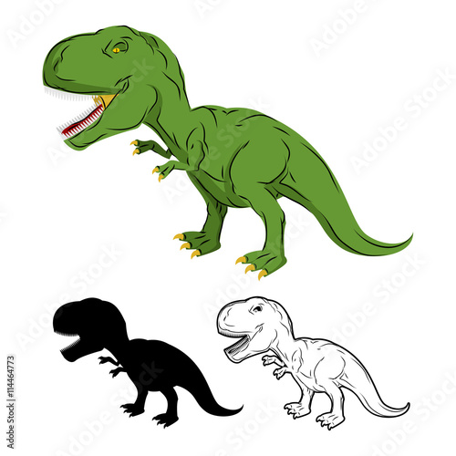 Green gigantic Dinosaur Tyrannosaurus Rex. Prehistoric reptile.