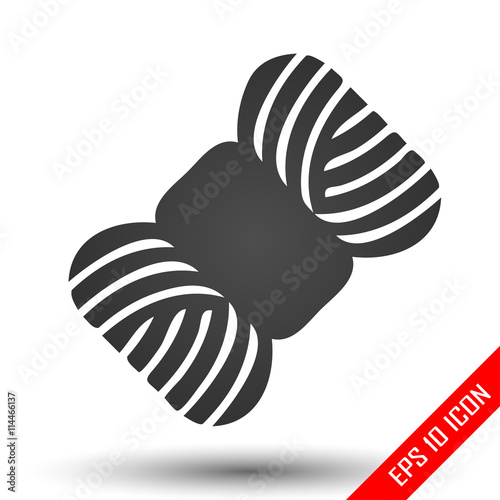 Yarn icon. Simple flat logo of yarn isolated on white background. Vector illustration.