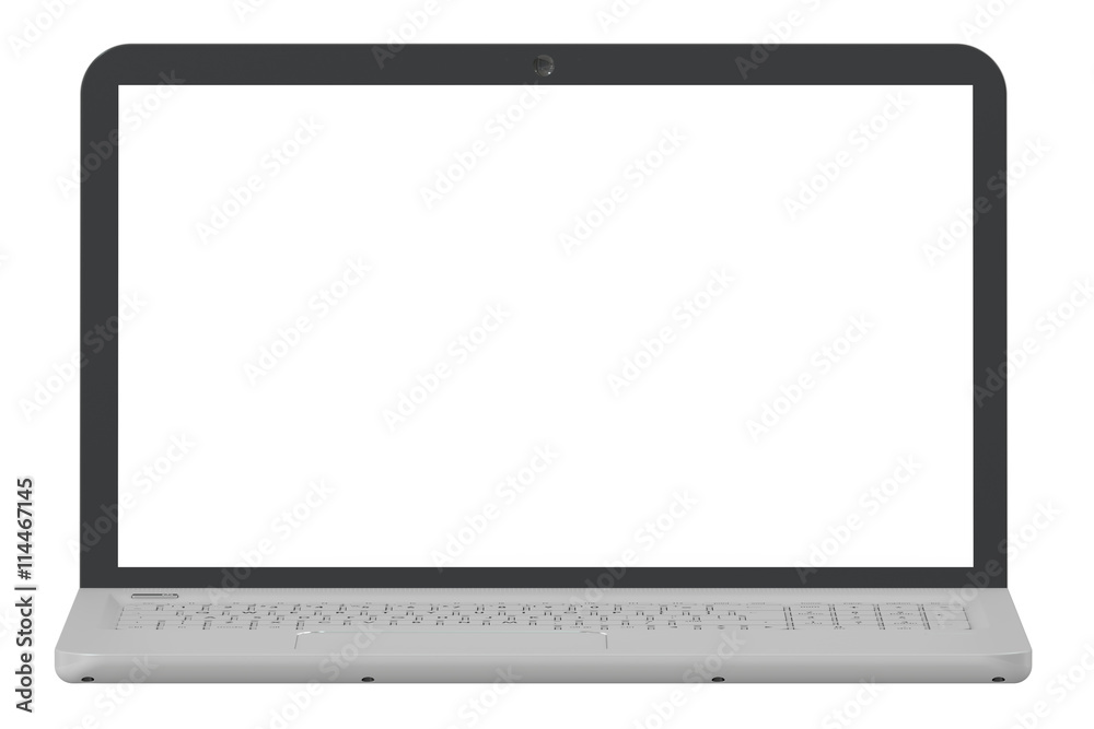 Laptop with white screen, 3D rendering Laptop with white screen, 3D rendering