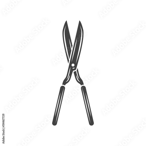 Two crossed battleaxes, battle axes. Black on white flat vector illustration, logo element isolated on white background