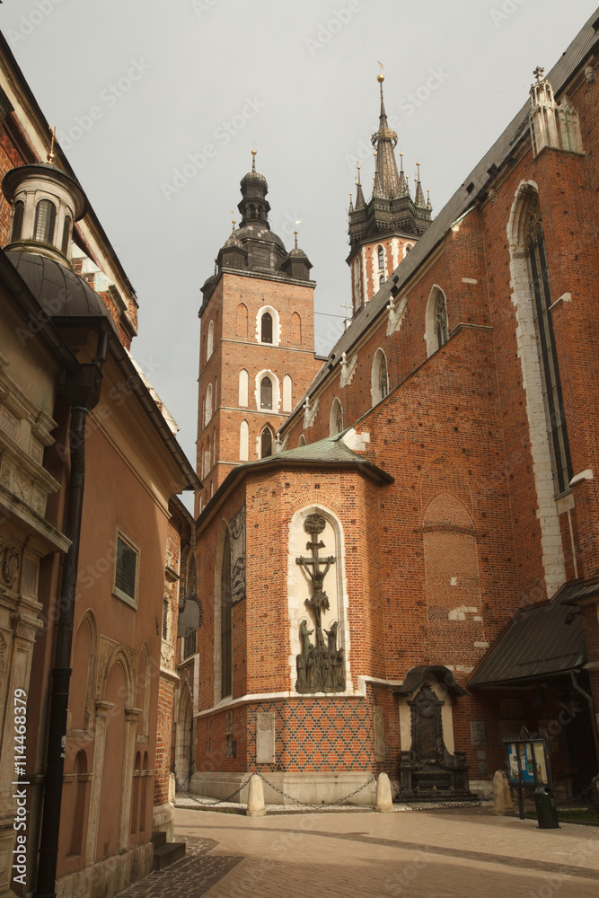 Church of Our Lady Assumed into Heaven (St. Mary's Church) rear view. Krakow, Poland
