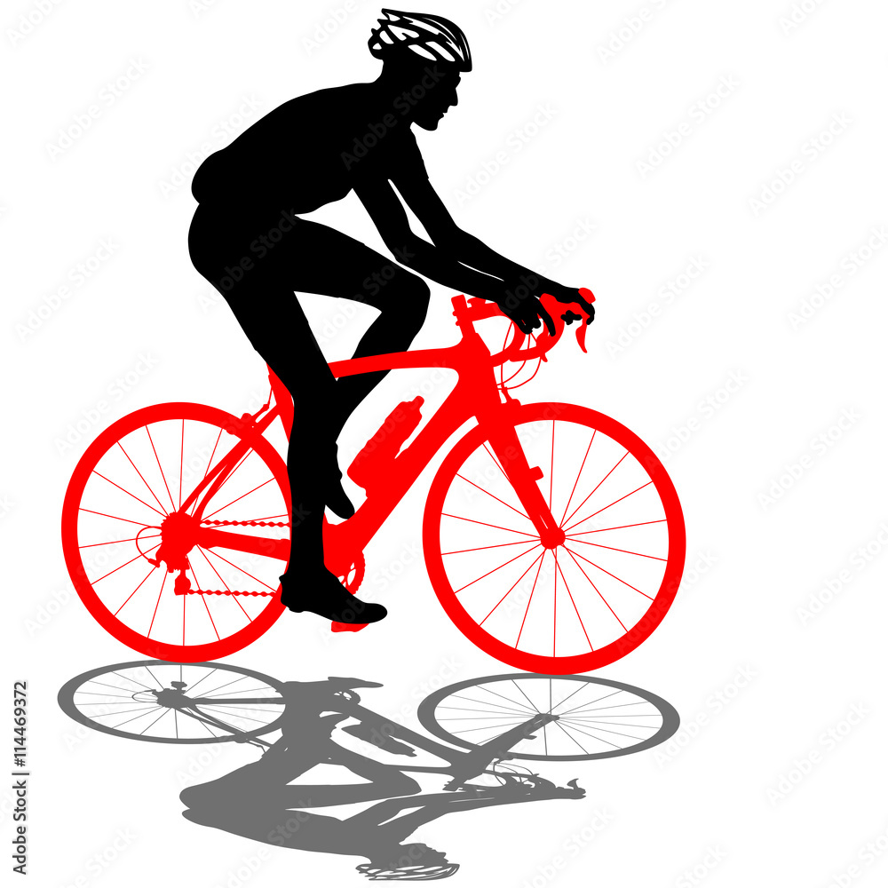 Obraz premium Silhouette of a cyclist male. vector illustration.