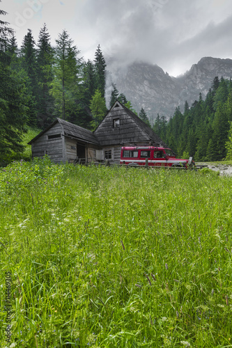 Mountain shelter house in Tatra Mountains, Strazyska Valley, Poland photo