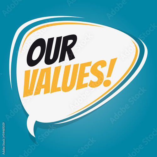 our values retro speech bubble