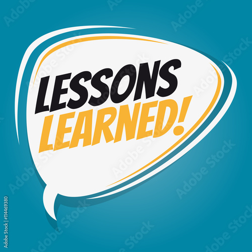lessons learned retro speech bubble