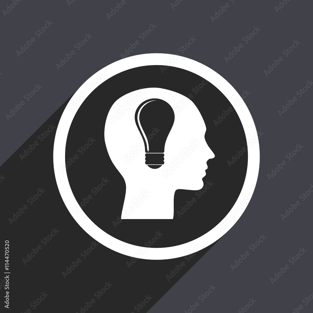 Flat design gray web head vector icon Flat design gray web head vector icon