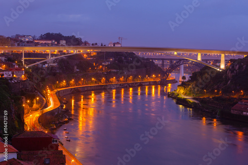 Overview of Porto, Portugal at night