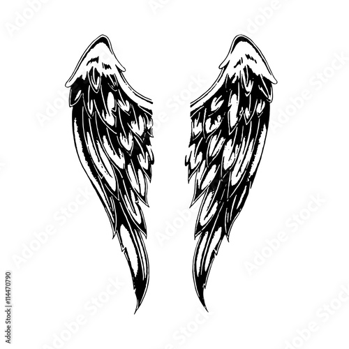 Эскиз татуировки ангельские крылья 