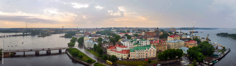 Panorama of the city of Vyborg from the top. Capital city of Russia, founded in the Middle ages the Swedes. In 1293 during the Crusades in the land of Karelians, swedes built a castle Vyborg.