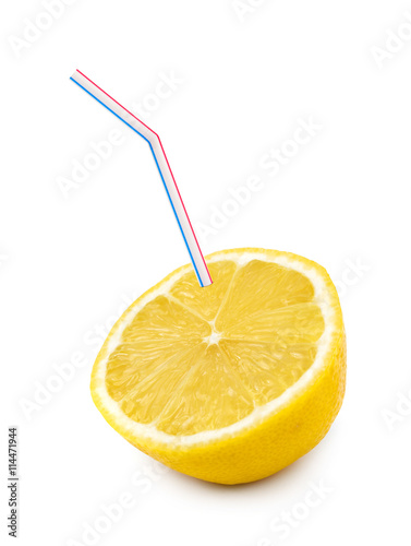 Lemon fruit and straw