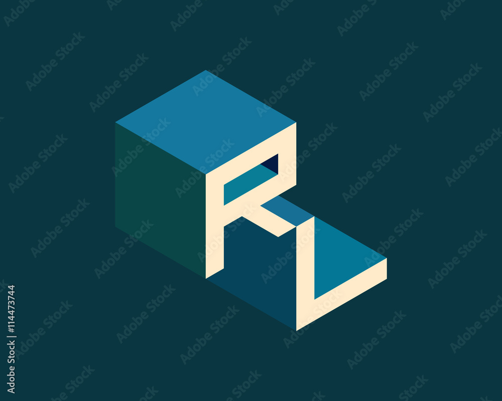 RL isometric 3D letter logo. three-dimensional stock vector alphabet font typography design. RL isometric 3D letter logo. three-dimensional stock vector alphabet font typography design.