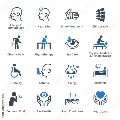 Health Conditions & Diseases Icons - Blue Series
