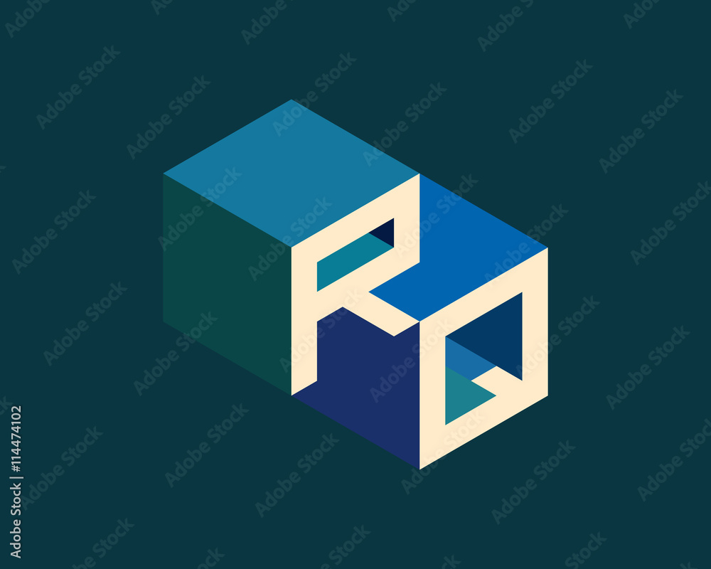 RQ isometric 3D letter logo. three-dimensional stock vector alphabet font typography design. RQ isometric 3D letter logo. three-dimensional stock vector alphabet font typography design.