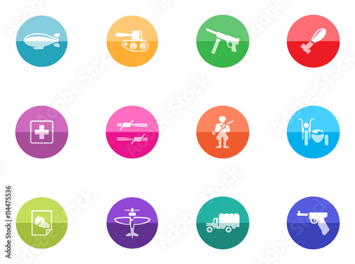 World War icons in color circles.