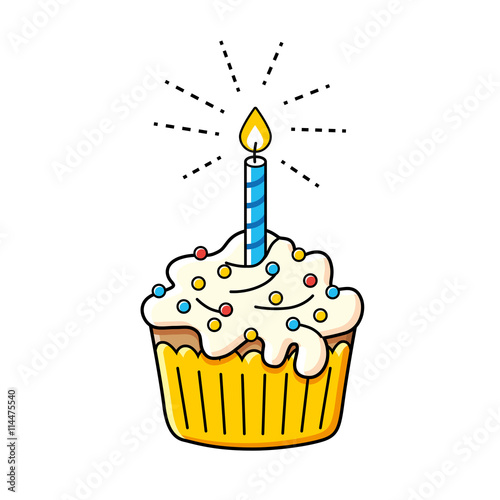 Birthday cupcake icon.