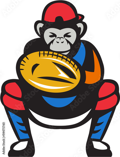 Chimpanzee Baseball Catcher Retro