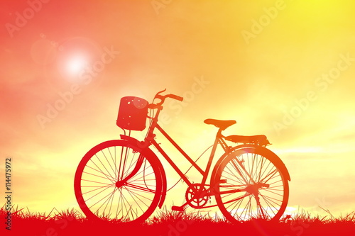 Silhouette bicycle at sunset