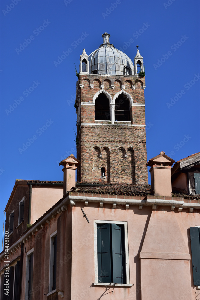 Moorish bell tower of Sant Fosca Church in Venice