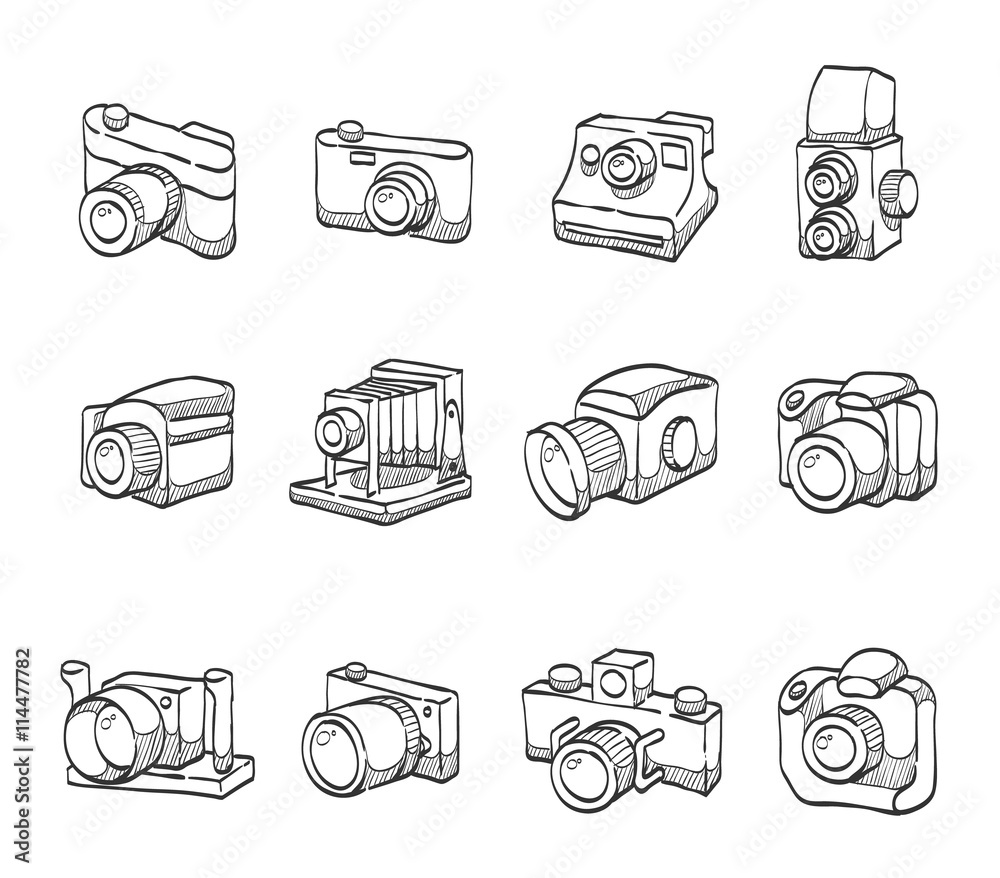 Camera icons in sketch. Camera icons in sketch.