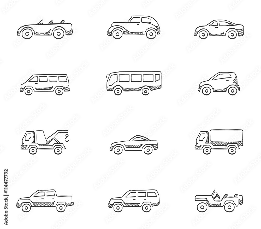 Car icons in sketch.