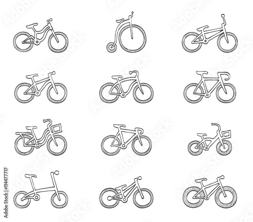 Bicycle type icons in sketch.