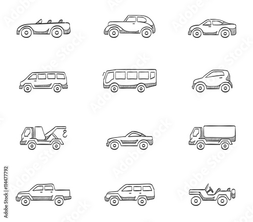 Car icons in sketch.