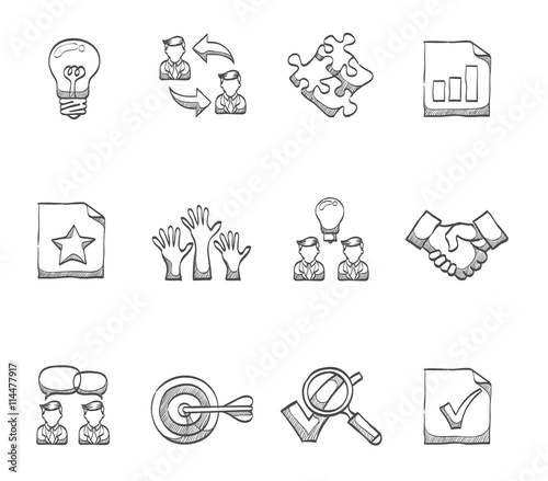 Management icon series in sketch.