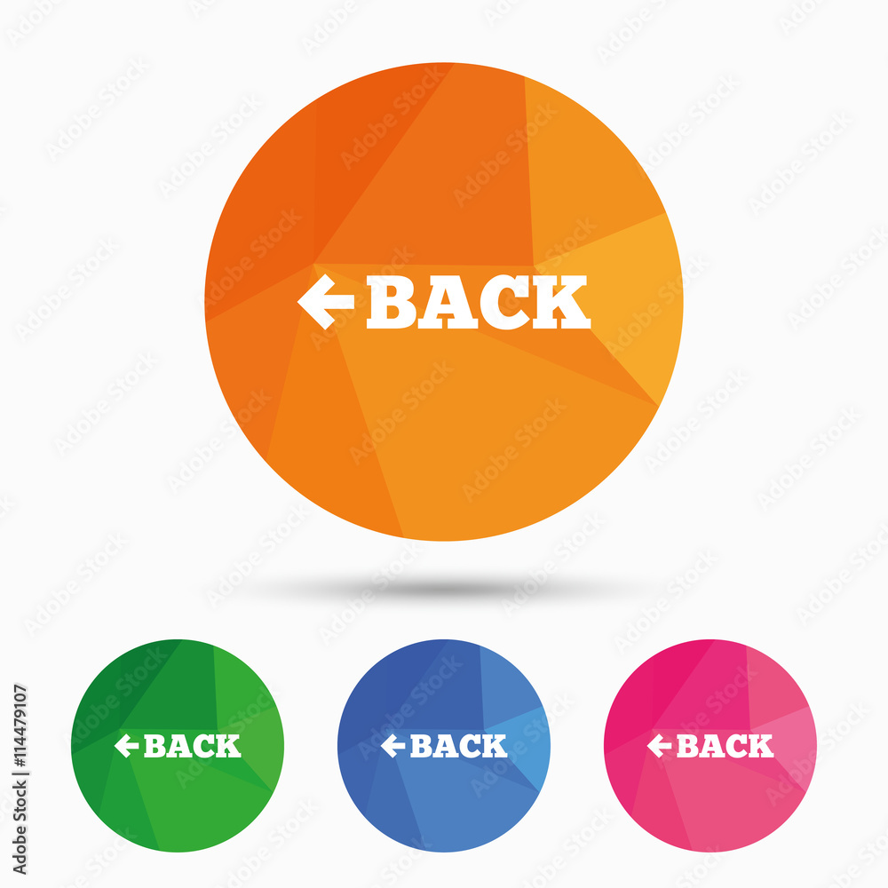 Arrow sign icon. Back button. Navigation symbol Arrow sign icon. Back button. Navigation symbol