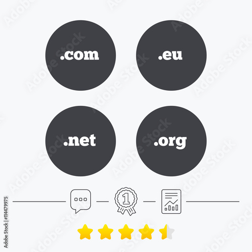 Top-level domains signs. Com, Eu, Net and Org.