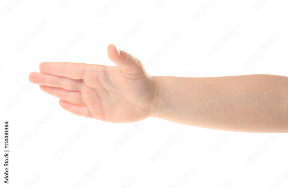 Child's hand gesturing, isolated on white Child's hand gesturing, isolated on white