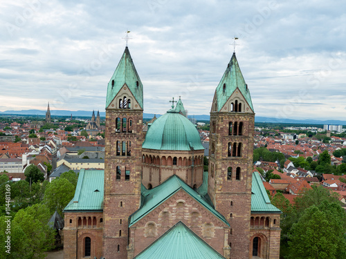 Speyer Dom Rheinland Pfalz Kaiserdom Rhein Fliughafen Luftbild Brezel
