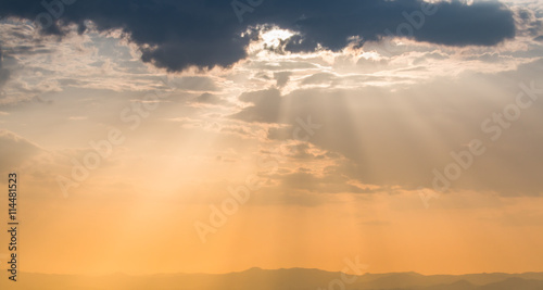 colorful dramatic sky with cloud at sunset