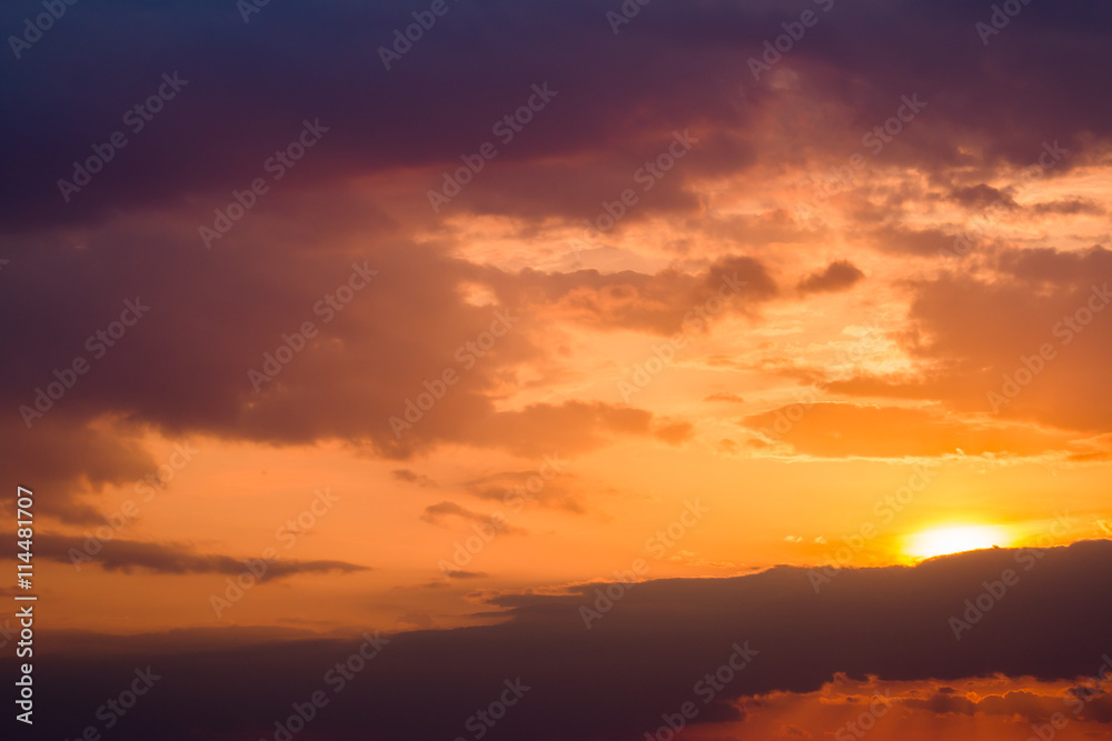 colorful dramatic sky with cloud at sunset