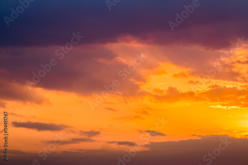 colorful dramatic sky with cloud at sunset