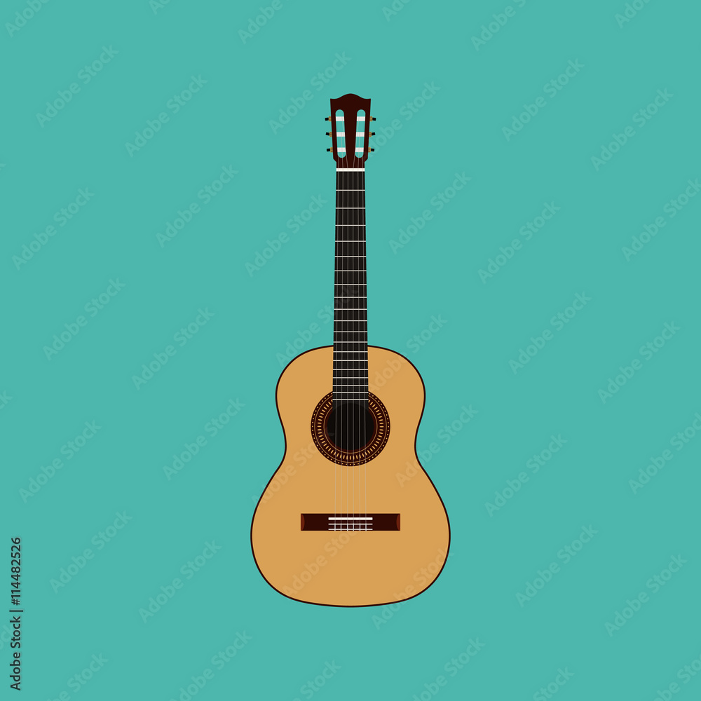 Fototapeta Acoustic guitar isolated vector illustration