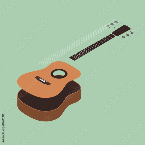 Acoustic guitar isometric flat design vector illustration