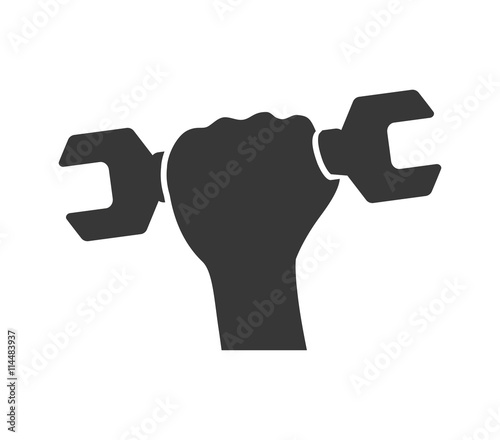 Under construction concept represented by wrench and hand icon. isolated and flat illustration 