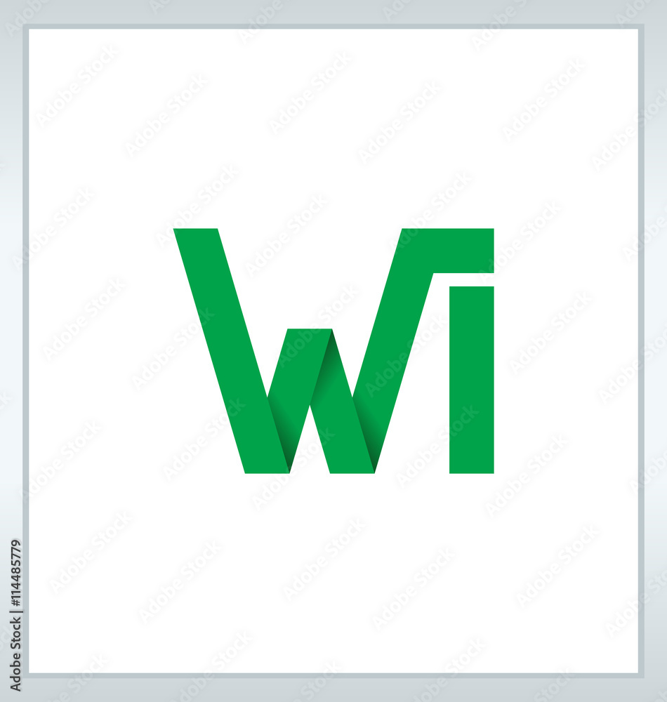 WI Two letter composition for initial, logo or signature. WI Two letter composition for initial, logo or signature.