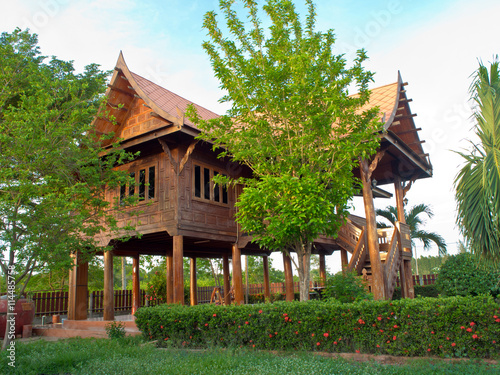 Thai style Wooden House in countryside
