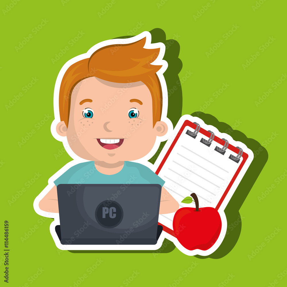 Children using laptop at school design, vector illustration eps10 graphic 