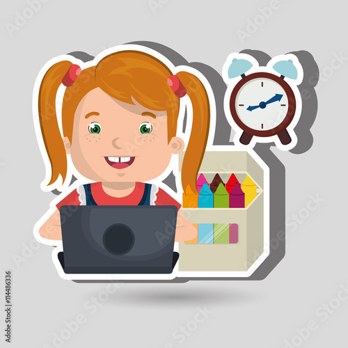 Children using laptop at school design, vector illustration eps10 graphic 