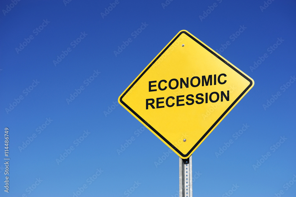 warning sign with text economy recession warning sign with text economy recession