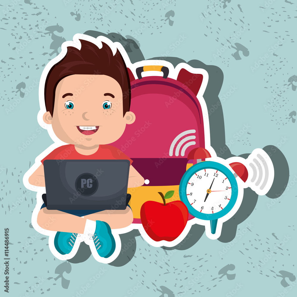 Children using laptop at school design, vector illustration eps10 graphic 