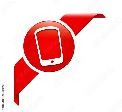 téléphone sur bouton ruban rouge