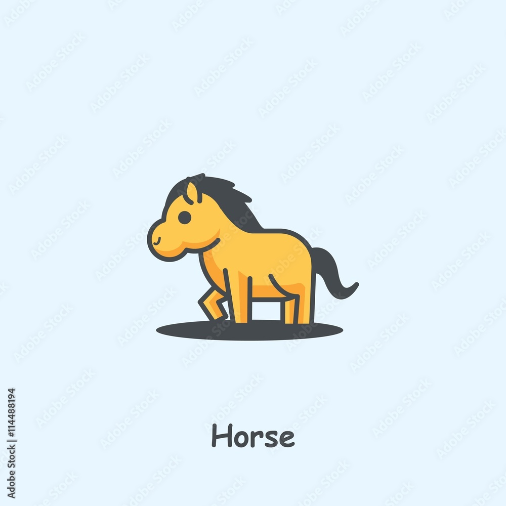 Horse, cute vector animal