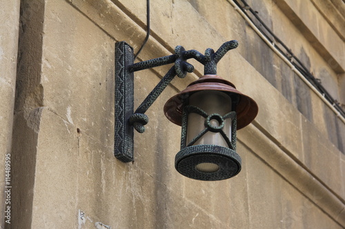 elegant lantern on old wall