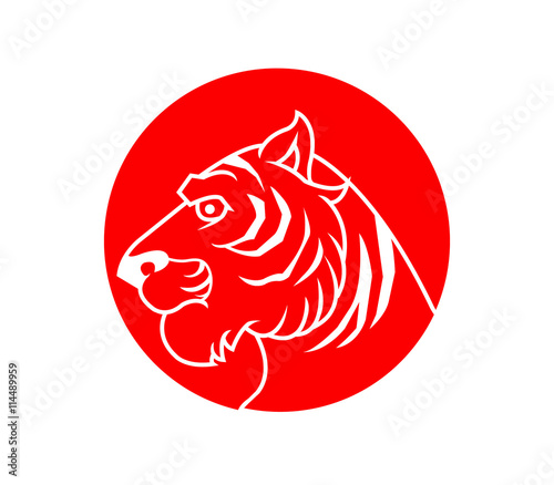 Fototapeta Naklejka Na Ścianę i Meble -  A vector illustration of red stamp tiger